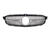 Грати радіатора Silver (з місцем під камеру) Diamond на Mercedes-Benz C-Class W205 2018-2021 року