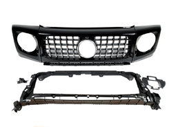 Решітка радіатора Chrome Black + рамки на фари GT на Mercedes-Benz G-Class W463 2018-2022 року