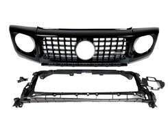 Решетка радиатора Full Black + рамки на фары GT на Mercedes-Benz G-Class W463 2018-2022 года