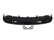Дифузор (заднього бампера) Silver Black/Black Pipe (в стилі RS6) на AUDI A6 C7 2014-2018 року