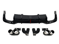 Дифузор (заднього бампера) Full Black/Chrome Pipe (в стилі S5 + Led стоп) S-Line на AUDI A5 B9 2020-2023