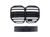 Решетка Черный глянец (Двойные M-Look) под дистроник на BMW 4 Series G22/G23 2020-2024 года