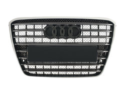 Решетка радиатора Silver Chrome (в стиле W12) на Audi A8 D4 2010-2014 года