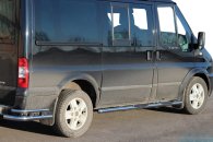 Бічні труби BB002 (2 шт., нерж.) 70 мм, коротка база для Ford Transit 2000-2014 рр.