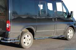 Бічні труби BB002 (2 шт., нерж.) 70 мм, коротка база для Ford Transit 2000-2014 рр.