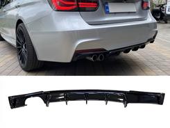 Дифузор накладка заднього бампера M-Performance BMW 3 series F30 2012-2018 під одну подвійну вихлопну трубу ГЛЯНЦЕВИЙ 00----