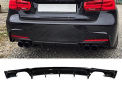 Дифузор накладка заднього бампера M-Performance BMW 3 series F30 2012-2018 під дві подвійні вихлопні труби ГЛЯНЦЕВИЙ 00--00