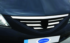 Накладки на решетку радиатора (нерж.) Carmos -Турецкая сталь для Dacia Logan I 2005-2008 гг.