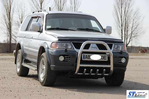 Кенгурятник QT007 (нерж) для Mitsubishi Pajero Sport 1996-2007