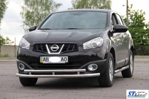 Передний двойной ус ST016 (нерж) 60/42 мм для Nissan Qashqai 2010-2014 гг