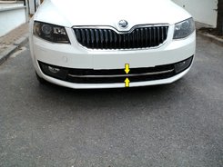 Накладка на передний бампер (нерж) Carmos - Турецкая сталь для Skoda Octavia III A7 2013-2019 гг.