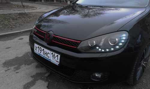 Передні фари чорні 2 лінзи V1 для Volkswagen Golf 6 2009-2012