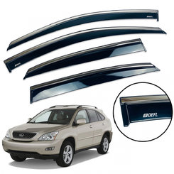 Дефлектори вікон (вітровики) для Lexus RX II  2004-2009 з нерж. хром полоскою накладні