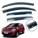 Дефлекторы окон (ветровики) для Nissan Qashqai I 2006-2014 с нерж. хром полоской накладные 5-тиМістний
