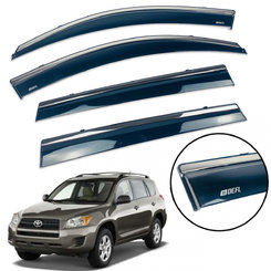 Дефлектори вікон (вітровики) для Toyota RAV-4 2006-2013 Long з нерж. хром полоскою накладні