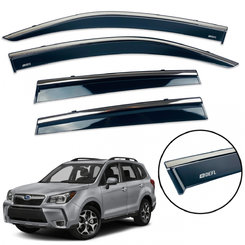 Дефлектори вікон (вітровики) для Subaru Forester 2013-2018 з нерж. хром полоскою накладні