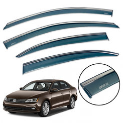 Дефлектори вікон (вітровики) для Volkswagen Jetta 2011-2018 Sedan/USA з нерж. хром полоскою накладні