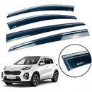 Дефлектори вікон (вітровики) для Kia Sportage IV 2015-2021 з нерж. хром полоскою накладні