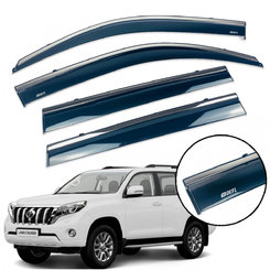 Дефлекторы окон (ветровики) для Toyota LC 150 Prado /GX 460 2010+ с нерж. хром полоской накладные
