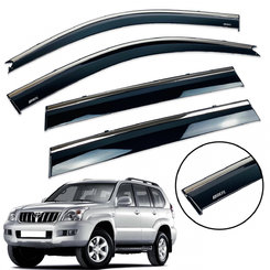 Дефлекторы окон (ветровики) для Toyota LC 120 Prado/ GX 470 2003-2010 с нерж. хром полоской накладные