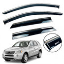 Дефлектори вікон (вітровики) для Mercedes ML-class W-164 2005-2011 з нерж. хром полоскою накладні