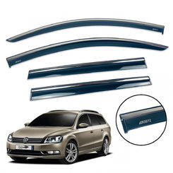 Дефлектори вікон (вітровики) для Volkswagen Passat B7 2010-2015 Variant з нерж. хром полоскою накладні