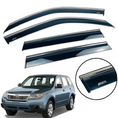 Дефлектори вікон (вітровики) для Subaru Forester 2008-2013 з нерж. хром полоскою накладні