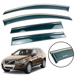 Дефлектори вікон (вітровики) для Volvo XC60 2008-2018 з нерж. хром полоскою накладні