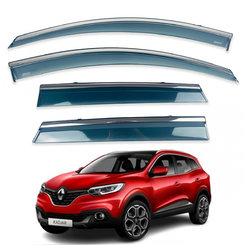 Дефлектори вікон (вітровики) для Renault Kadjar 2015+ з нерж. хром полоскою накладні