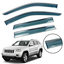 Дефлектори вікон (вітровики) для Jeep Grand Cherokee 2011+ з нерж. хром полоскою накладні
