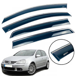 Дефлектори вікон (вітровики) для Volkswagen Golf-5 2004-2008 HB з нерж. хром полоскою накладні