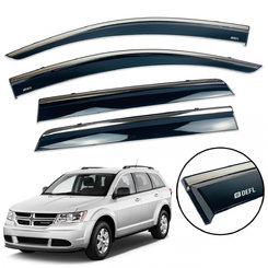 Дефлектори вікон (вітровики) для Dodge Journey / Fiat Freemont 2009-2021 з нерж. хром полоскою накладні