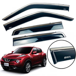 Дефлектори вікон (вітровики) для Nissan Juke 2010-2018 з нерж. хром полоскою накладні
