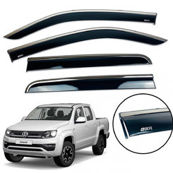 Дефлектори вікон (вітровики) для Volkswagen Amarok 2009+ з нерж. хром полоскою накладні