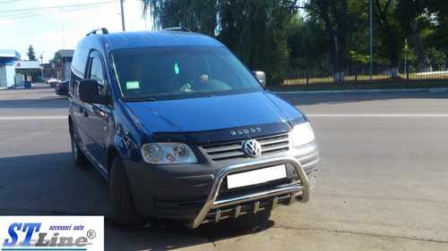 Кенгурятник WT003 (нерж) 60мм, з написом для Volkswagen Caddy 2004-2010 