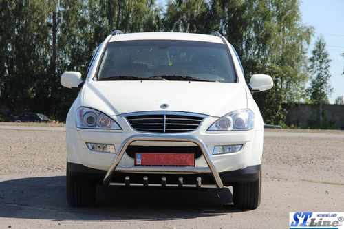 Кенгурятник WT003 (нерж) для SsangYong Kyron 2008+ 