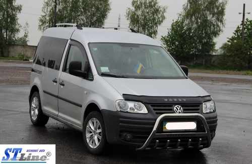 Кенгурятник WT003 (нерж) 60мм, з написом для Volkswagen Caddy 2004-2010 