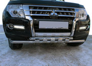 Передній захист ST015 (нерж.) для Mitsubishi Pajero Wagon IV
