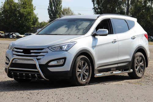 Передня дуга WT003 (нерж.) для Hyundai Santa Fe 3 2012-2018