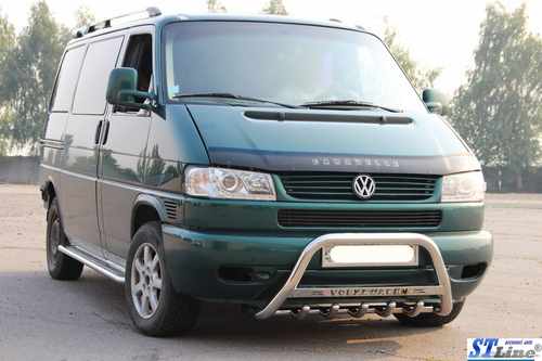 Кенгурятник WT004 (нерж) 60мм, з написом для Volkswagen T4