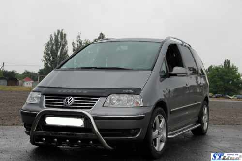 Кенгурятник WT003 (нерж) 60 мм, з написом для Volkswagen Sharan 2010+ 