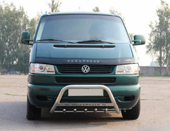 Кенгурятник WT004 (нерж) 60мм, з написом для Volkswagen T4