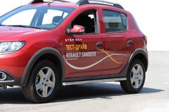 Бічні труби (2 шт., нерж) 42 мм для Dacia Sandero 2013-2020 рр