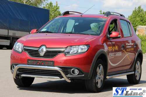 Передня дуга WT007 (нерж.) для Renault Sandero 2013-2022 