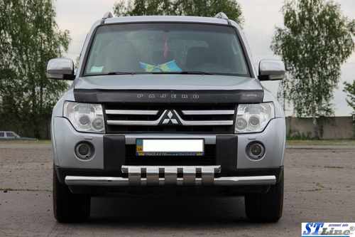 Передній захист ST015 (нерж.) для Mitsubishi Pajero Wagon IV