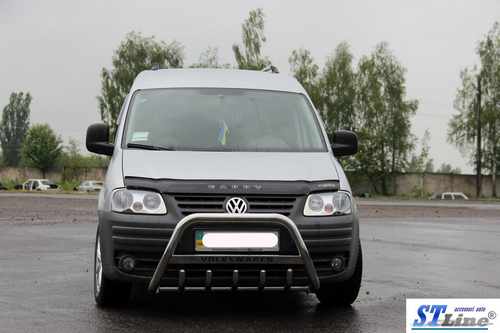 Кенгурятник WT003 (нерж) 60мм, з написом для Volkswagen Caddy 2004-2010 