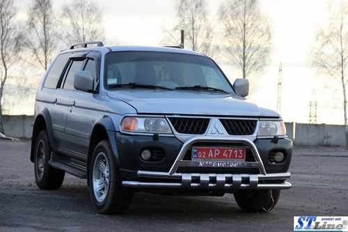 Передній захист ST015-2024WT (нерж) для Mitsubishi Pajero Sport 1996-2007