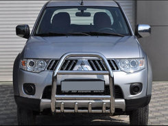 Передній захист QT007 (нерж.) для Mitsubishi Pajero Sport 2008-2015