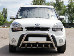 Кенгурятник (нерж) 51 мм, з написом для Kia Soul I 2008-2013 