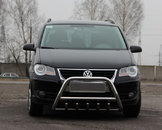 Кенгурятник (нерж) 60 мм, з написом для Volkswagen Touran 2010-2015 